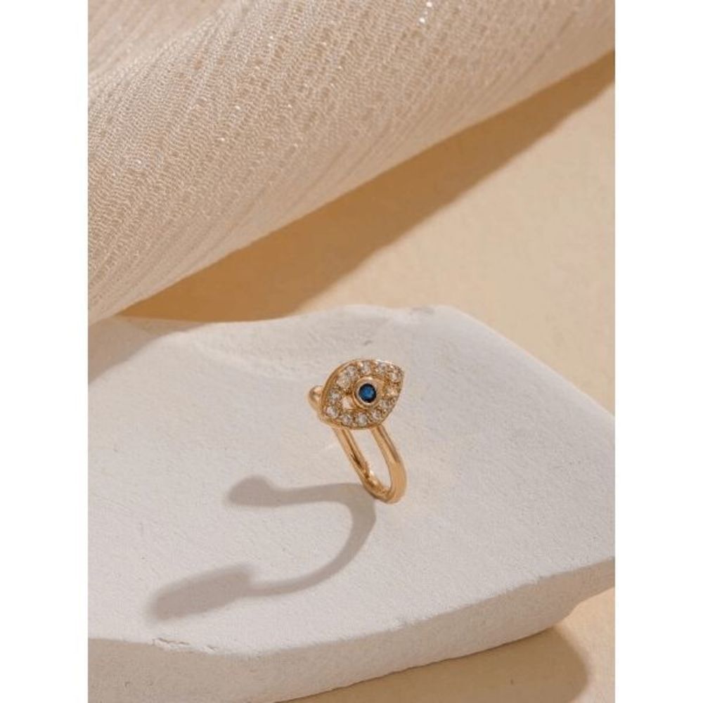 GOLD DIAMOND SAPPHIRE EVIL EYE NOSE CUFF